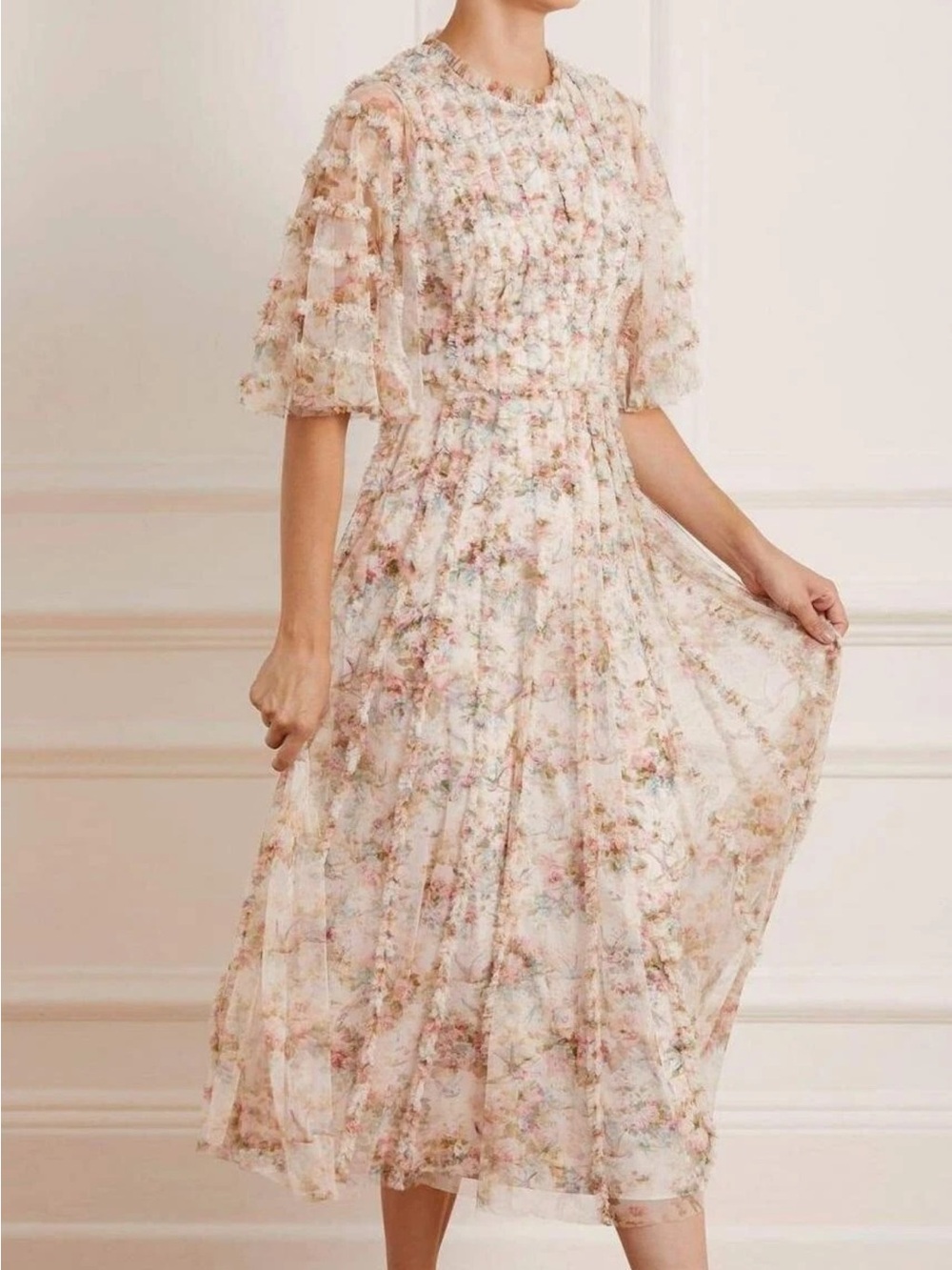 Needle and Thread Avery Ballerina Tiered  Tulle Floral Maxi Coquette Dress 12